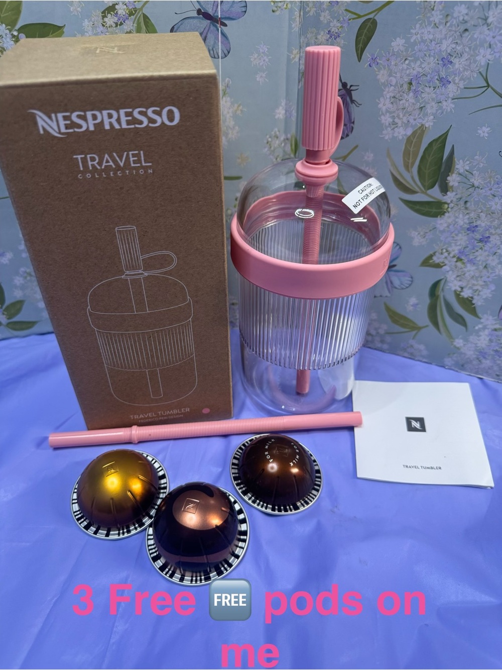 Nespresso Travel tumbler Bubbles gum color Party +🎁